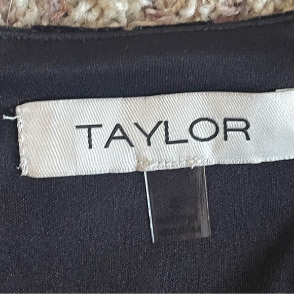 Taylor Black Velvet Burnout Minidress Size 2 V Neck Long Sleeve whimsigoth - Picture 7 of 7